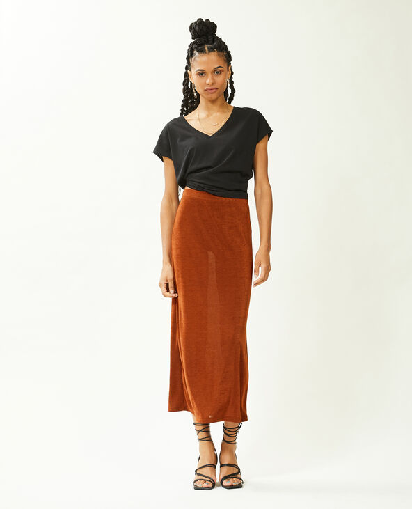 Jupe longue en maille fluide marron - Pimkie