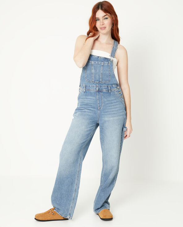 Salopette baggy en jean bleu - Pimkie
