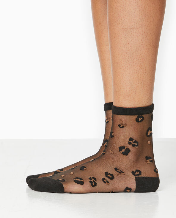2 paires de chaussettes transparentes avec léopard noir - Pimkie
