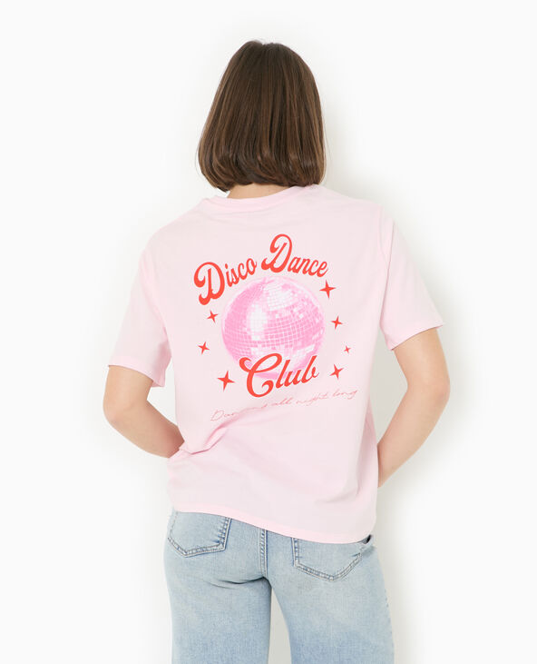 T-shirt ample avec print poitrine et dos rose - Pimkie