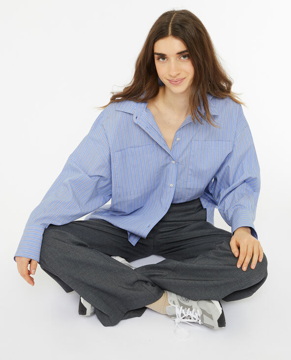 Chemise oversize rayée façon pyjama d'homme bleu - Pimkie