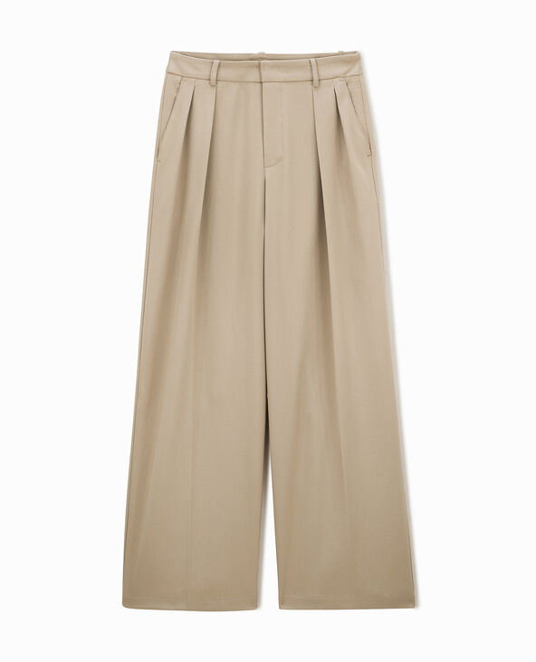 Pantalon large et droit avec pinces beige - Pimkie