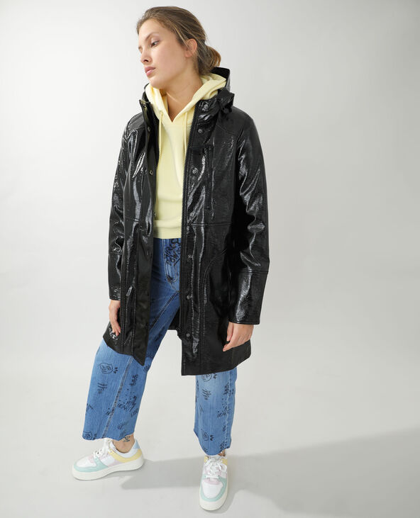 Manteau ciré sale noir femme