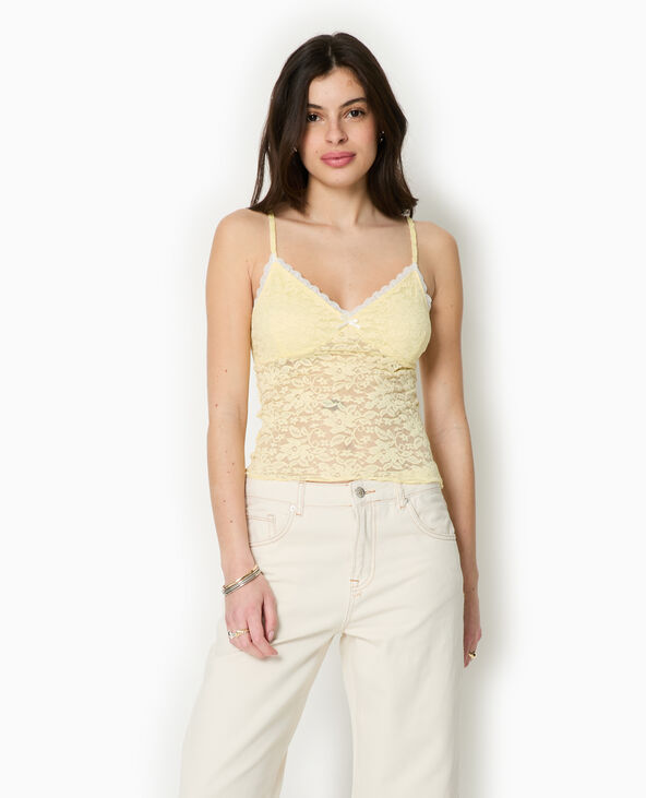Caraco en dentelle jaune - Pimkie