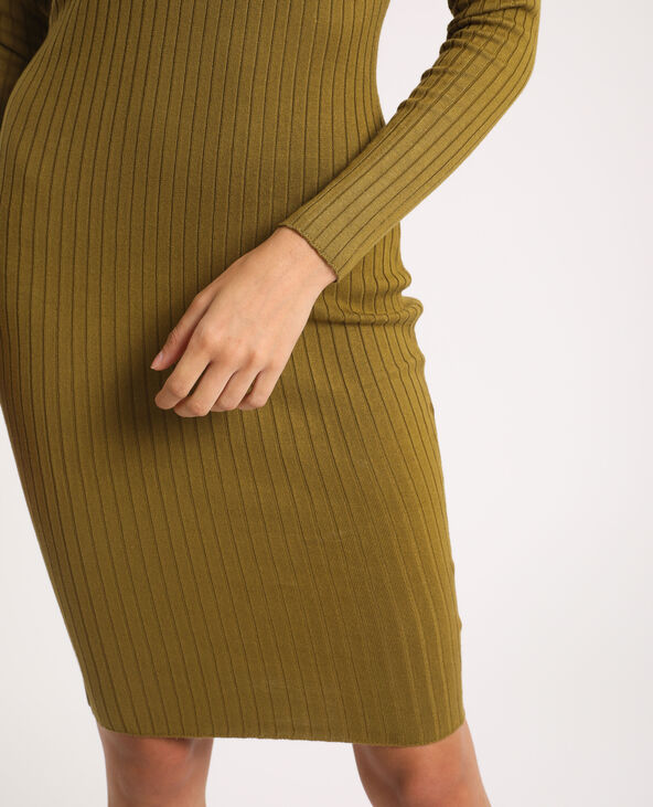 Robe en maille côtelée vert kaki - Pimkie
