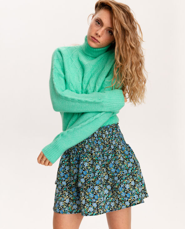 Pull col roulé torsadé bleu turquoise - Pimkie