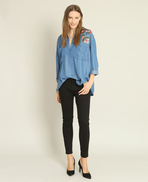 Chemise XL brodée bleu - Pimkie