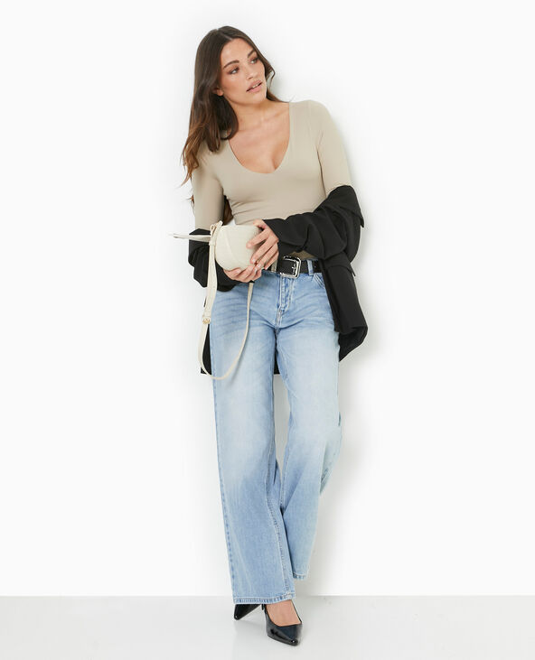 Body manches longues en matière gainante beige - Pimkie