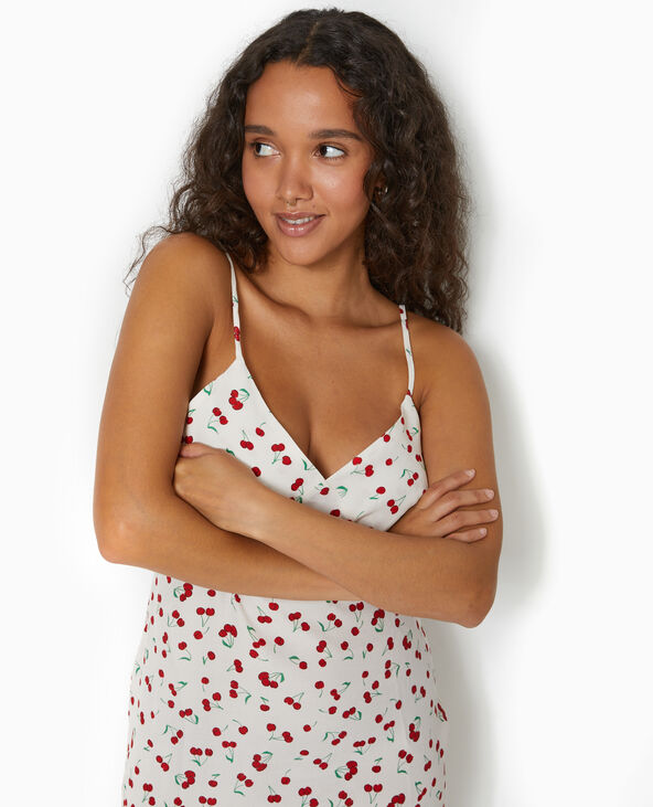 Robe longue bretelles fines motif cerises