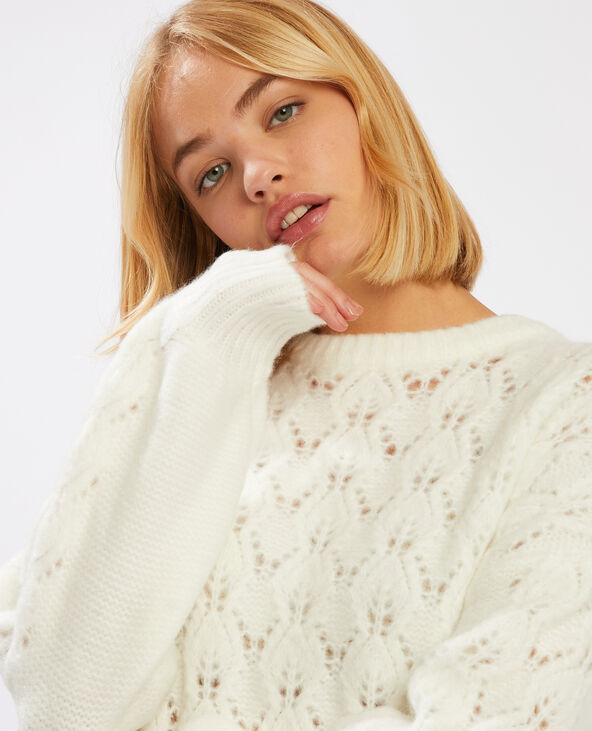 Pull maille ajourée blanc - Pimkie