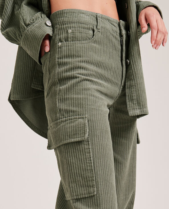 Pantalon cargo en velours vert - Pimkie