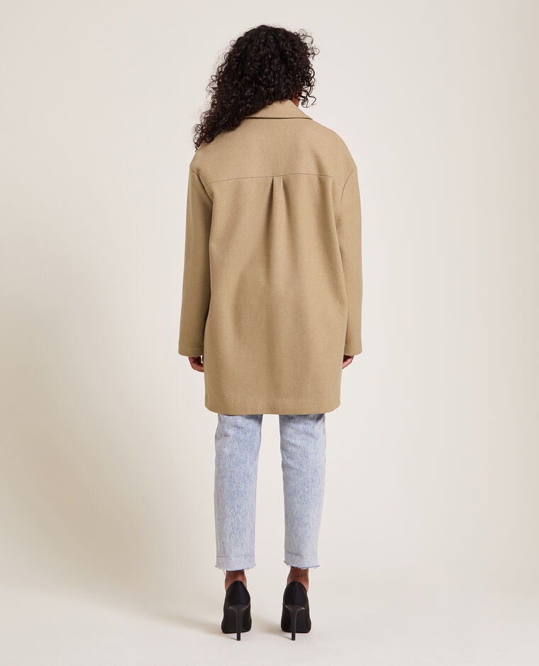 Caban oversize en drap de laine camel - Pimkie