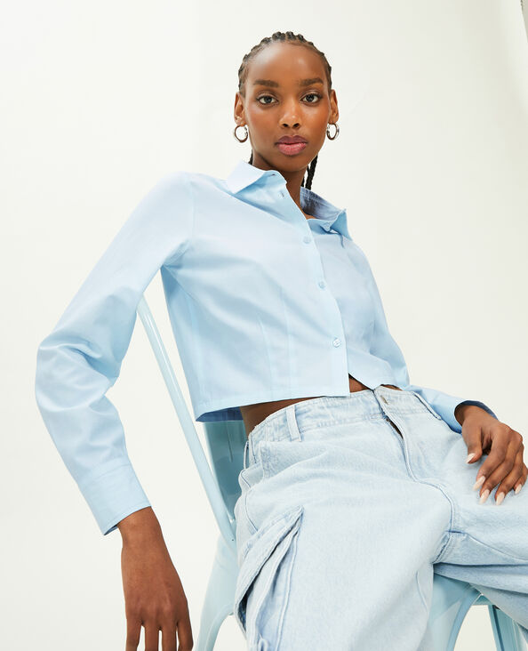 Chemise courte manches longues bleu clair - Pimkie