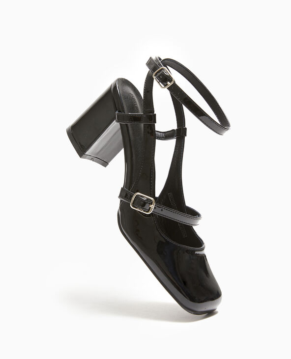 Babies vernies avec talon ouvert noir - Pimkie