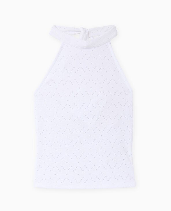 Top dos-nu effet broderie anglaise blanc - Pimkie