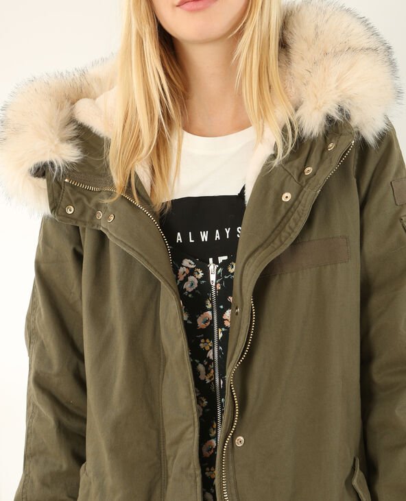 Longue parka à capuche vert kaki - Pimkie