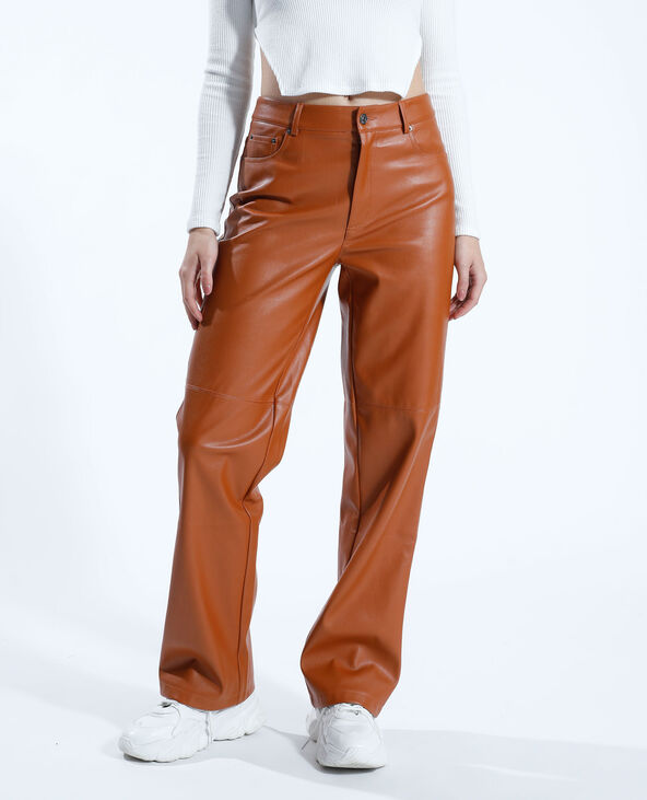 Pantalon en cuir marron shop