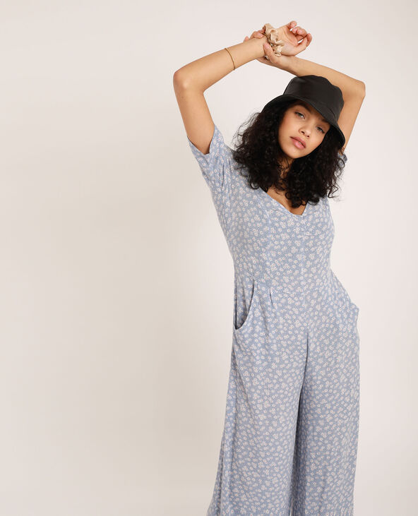 Combi-pantalon à fleurs gris - Pimkie