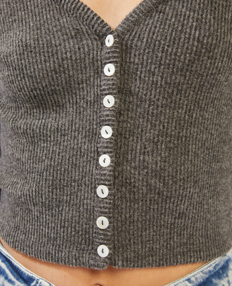 T-shirt côtelé cropped gris clair chiné - Pimkie