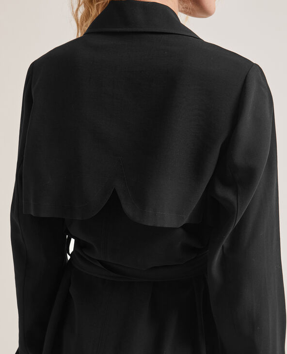 Trench long en tissu fluide noir - Pimkie
