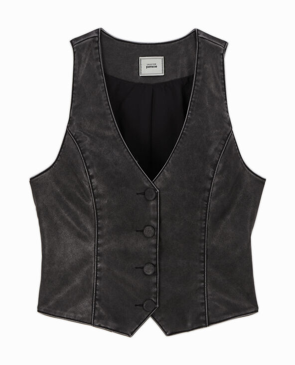 Gilet barman en simili gris foncé - Pimkie