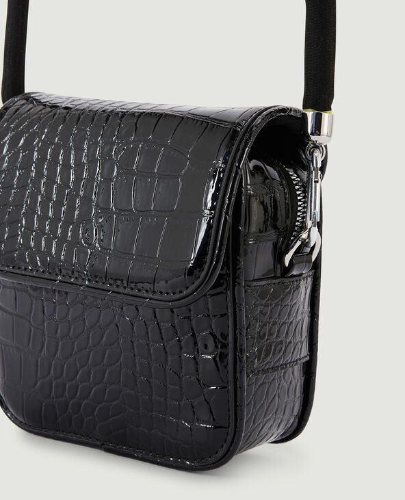 Sac boxy effet croco verni noir - Pimkie