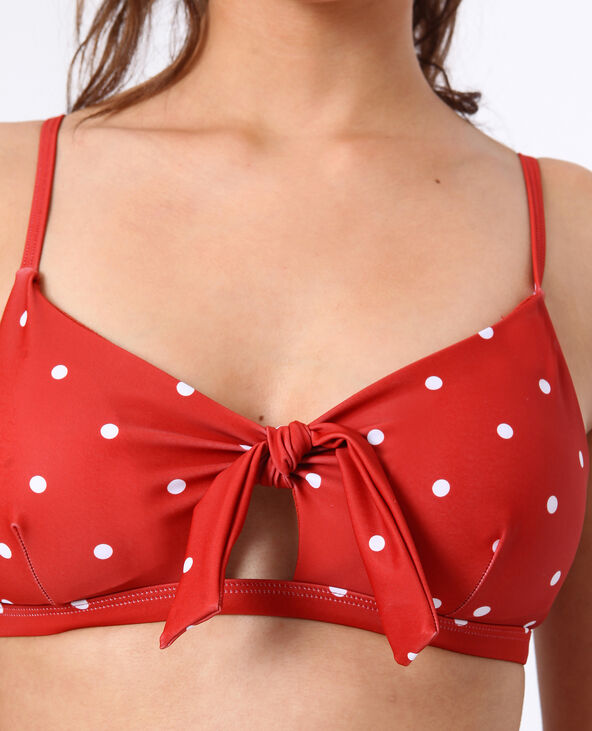 Haut de bikini à pois marron - Pimkie
