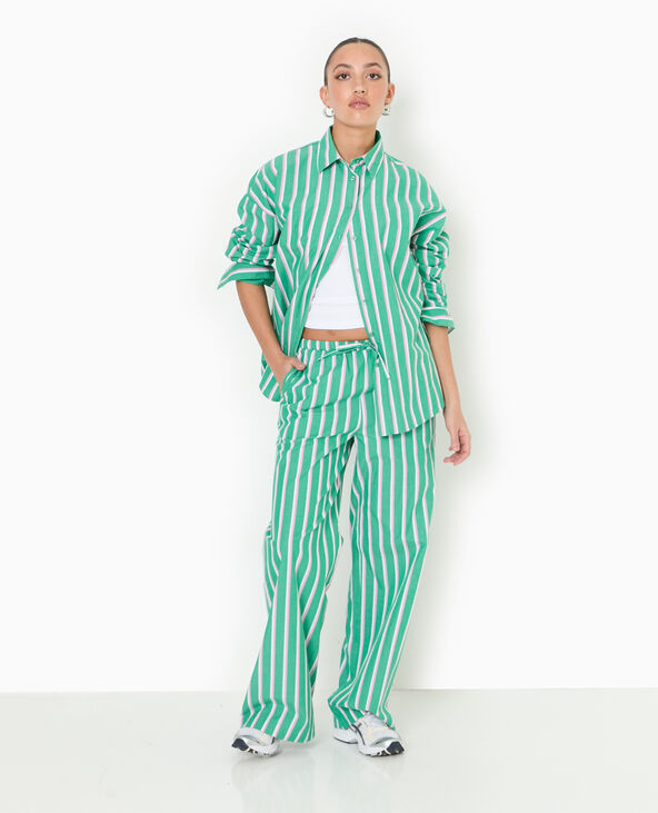 Chemise oversize rayée esprit pyjama d'homme vert - Pimkie