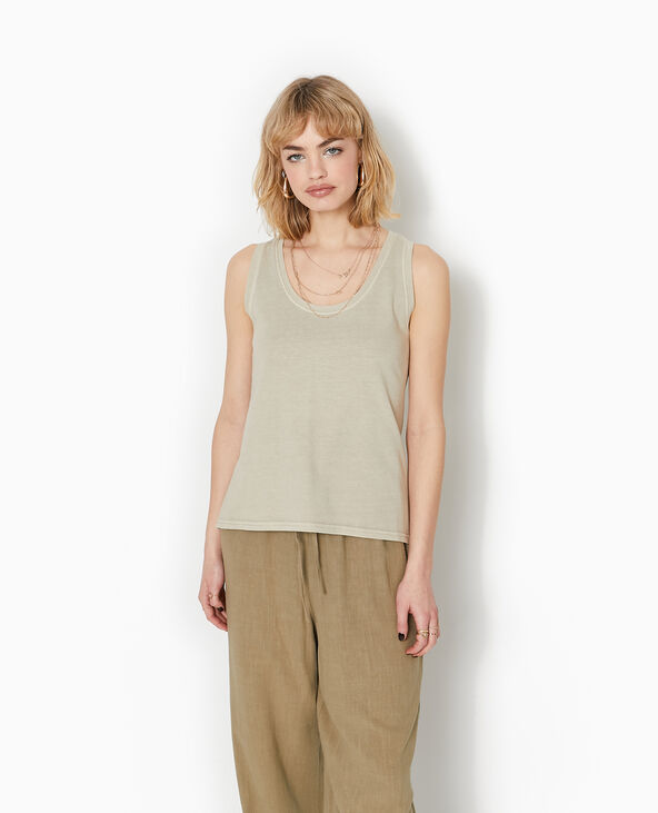 Débardeur ample avec effet acid wash beige - Pimkie