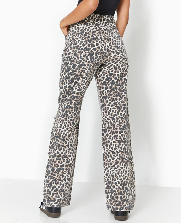 Jean droit taille haute motif léopard taupe - Pimkie