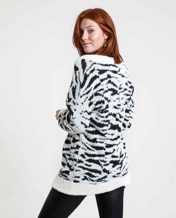 Pull oversized zébré blanc - Pimkie