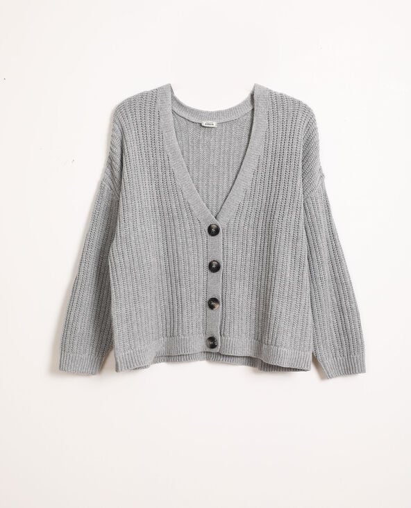 Cardigan maille épaisse vert de gris - Pimkie