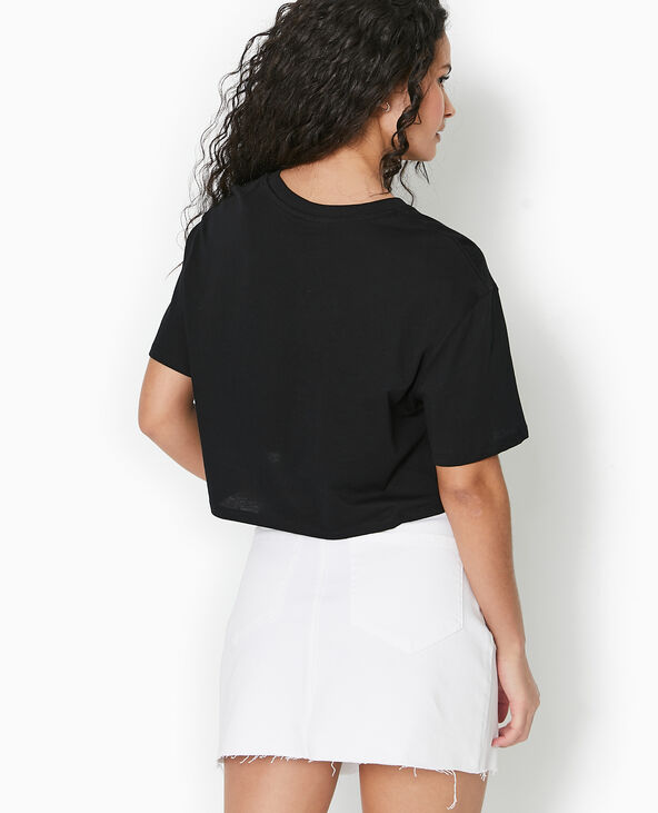 T-shirt cropped avec print devant noir - Pimkie