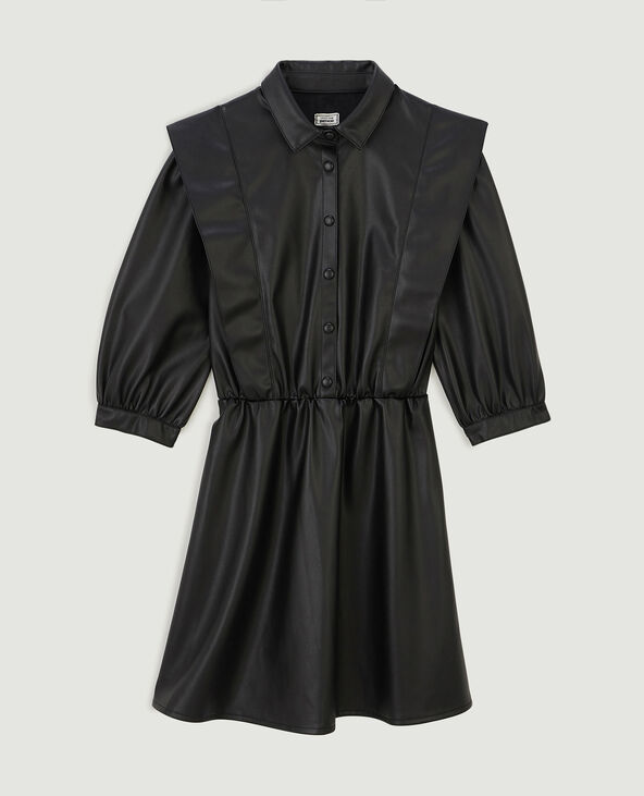Robe boutonnée en simili cuir noir - Pimkie