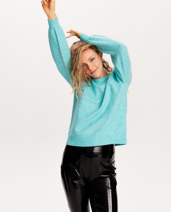 Pull manches bouffantes bleu turquoise - Pimkie