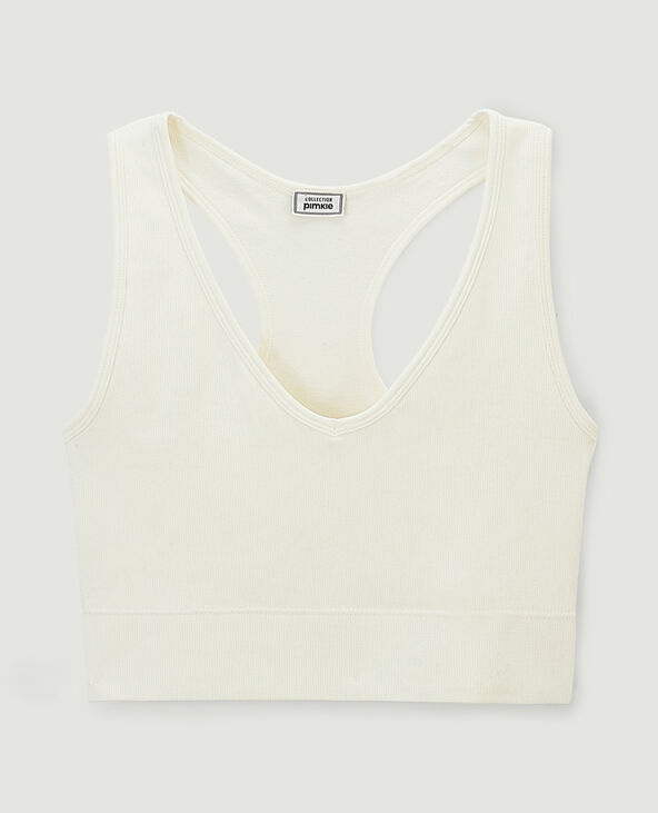 Brassière sans couture maille côtelée blanc - Pimkie