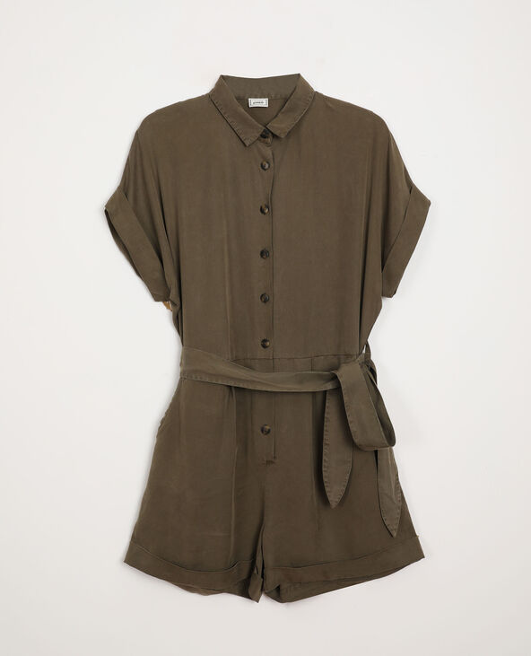 Combishort à ceinture vert kaki - Pimkie