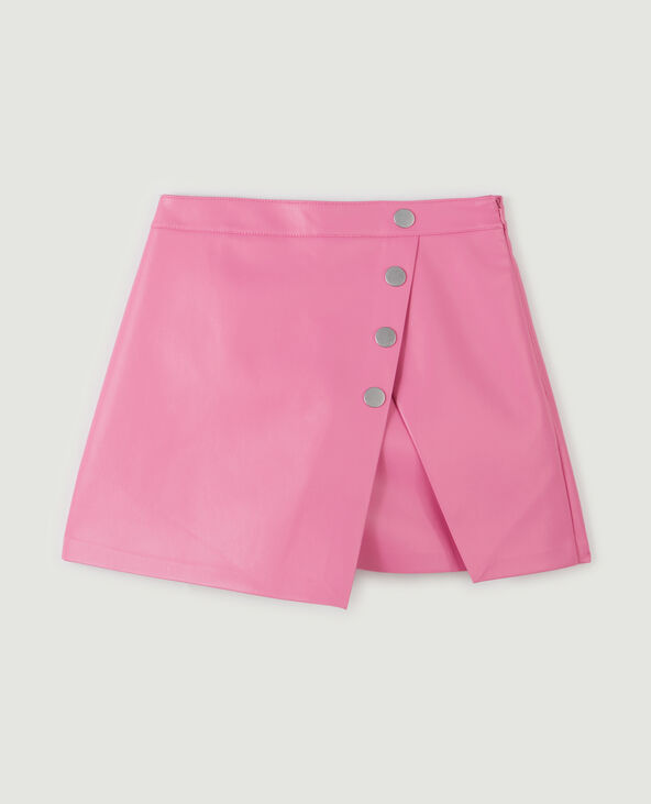Jupe-short en simili cuir rose - Pimkie