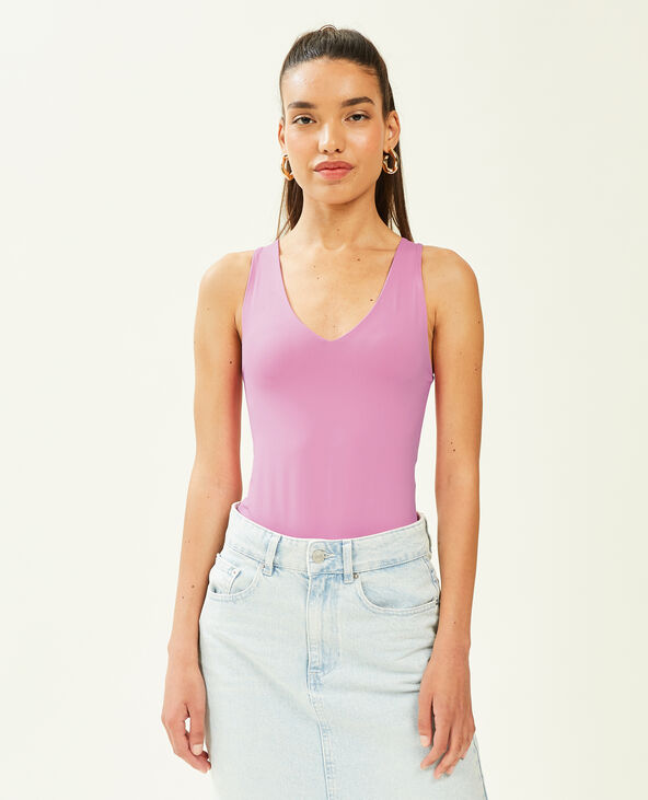 Body uni à col V rose - Pimkie