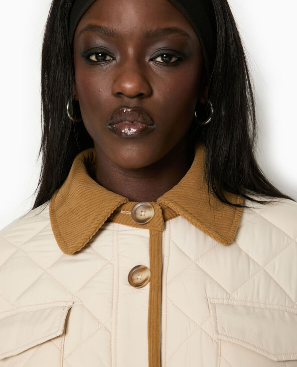 Manteau court matelassé avec col velours écru - Pimkie