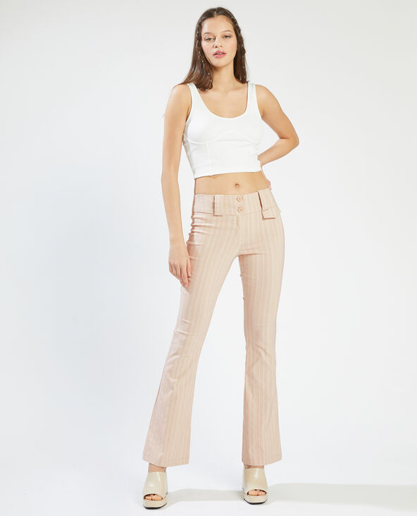 Pantalon flare rayé écru - Pimkie