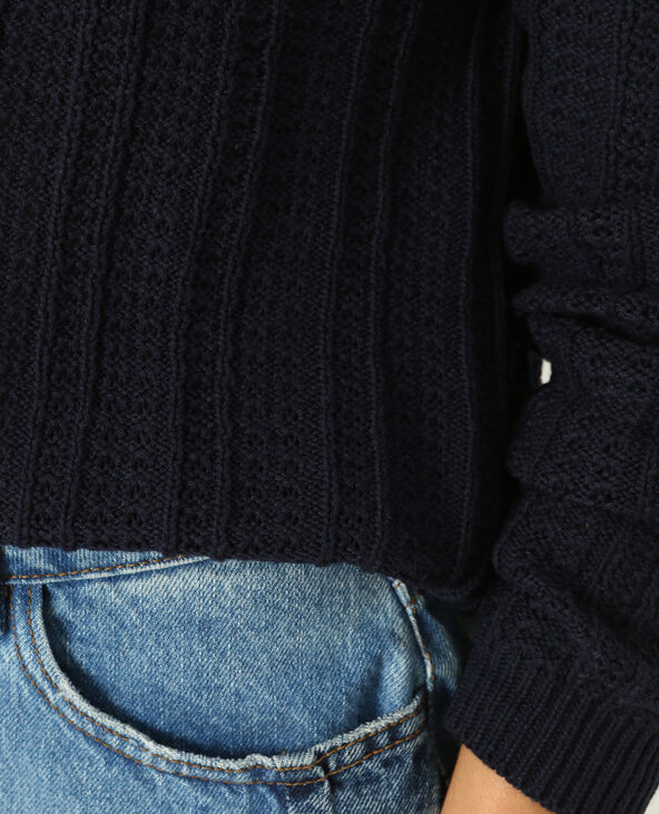 Pull ajouré bleu marine - Pimkie