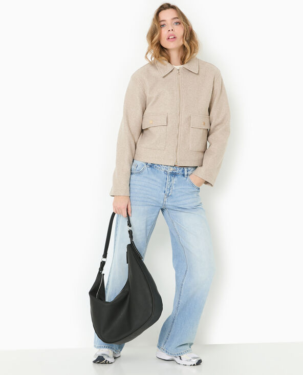 Manteau court effet drap de laine marron - Pimkie