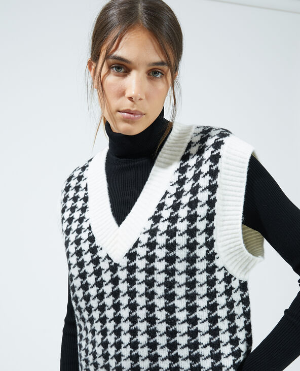 Pull sans manches sales pied de poule