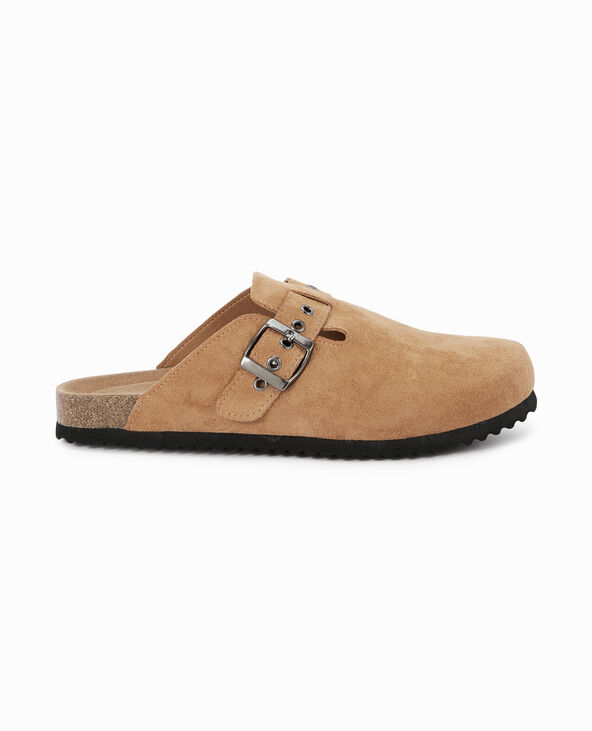 Mules fermées esprit sabot en suédine camel - Pimkie