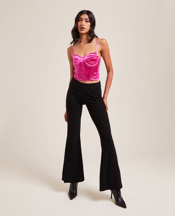 Brassière corset en satin rose fuchsia - Pimkie