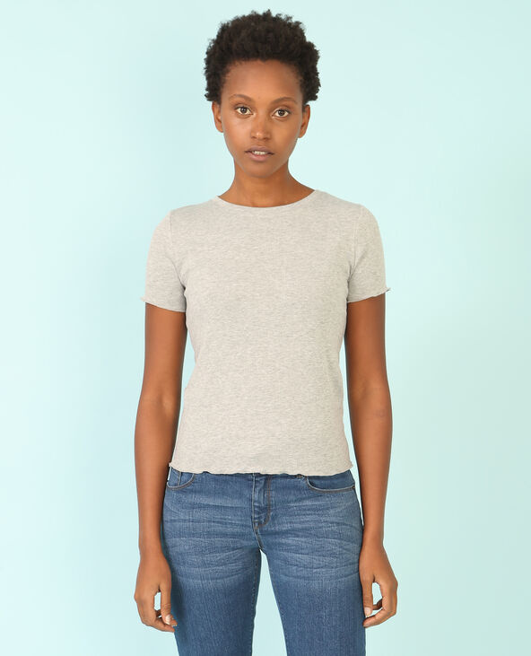 T-shirt finitions bourdons gris chiné - Pimkie
