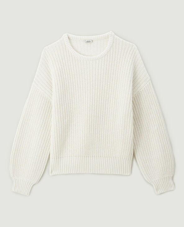 Pull grosse maille blanc - Pimkie