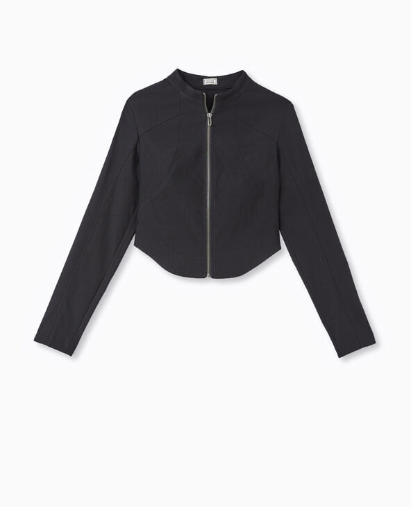 Veste zippée fittée et courte noir - Pimkie