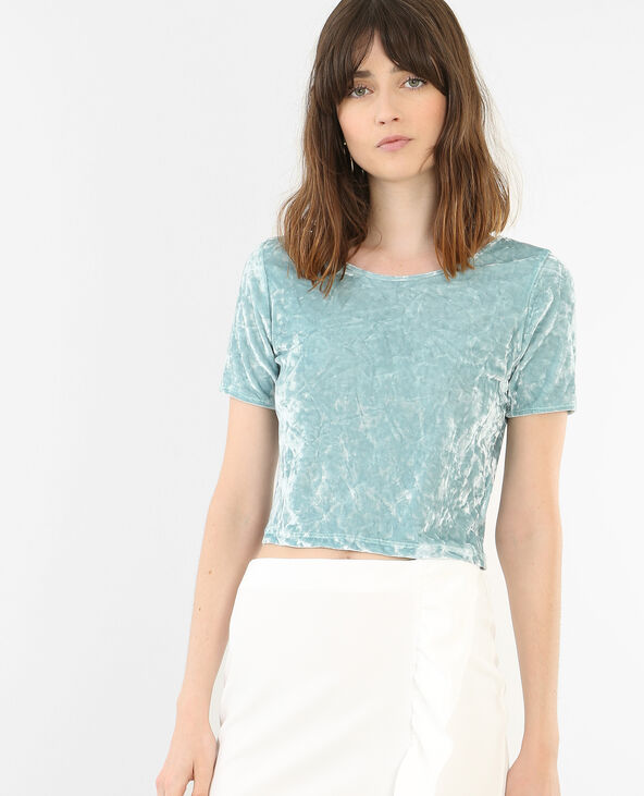 Cropped top en velours vert de gris - Pimkie